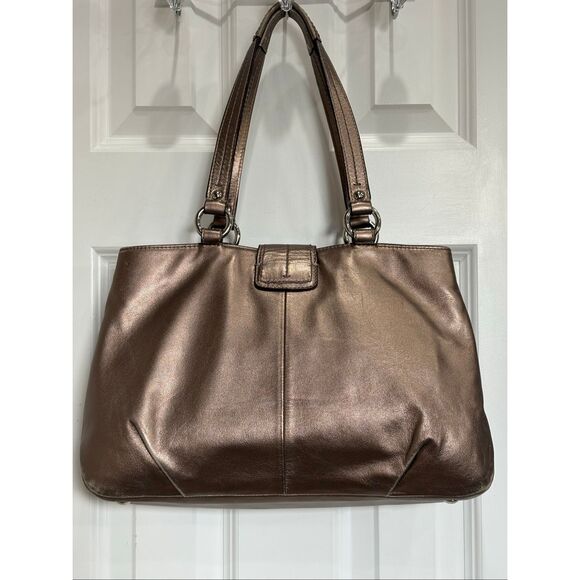 COACH - Lg. Soho East/West Tote Shoulder Bag in Metallic Bronze Leather. F18751 - Picture 2 of 13